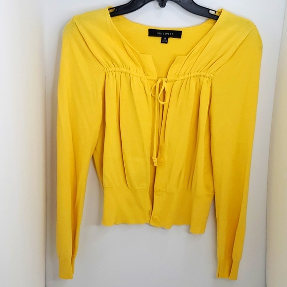 Nine West Women Cardigan, Size Medium, Yellow - Picture 2 of 9